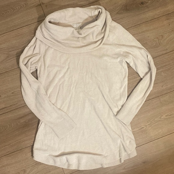 Barefoot Dreams Cozy Chic Coastal Cowl Neck Tunic Sweater - Sand Dune - Picture 2 of 11